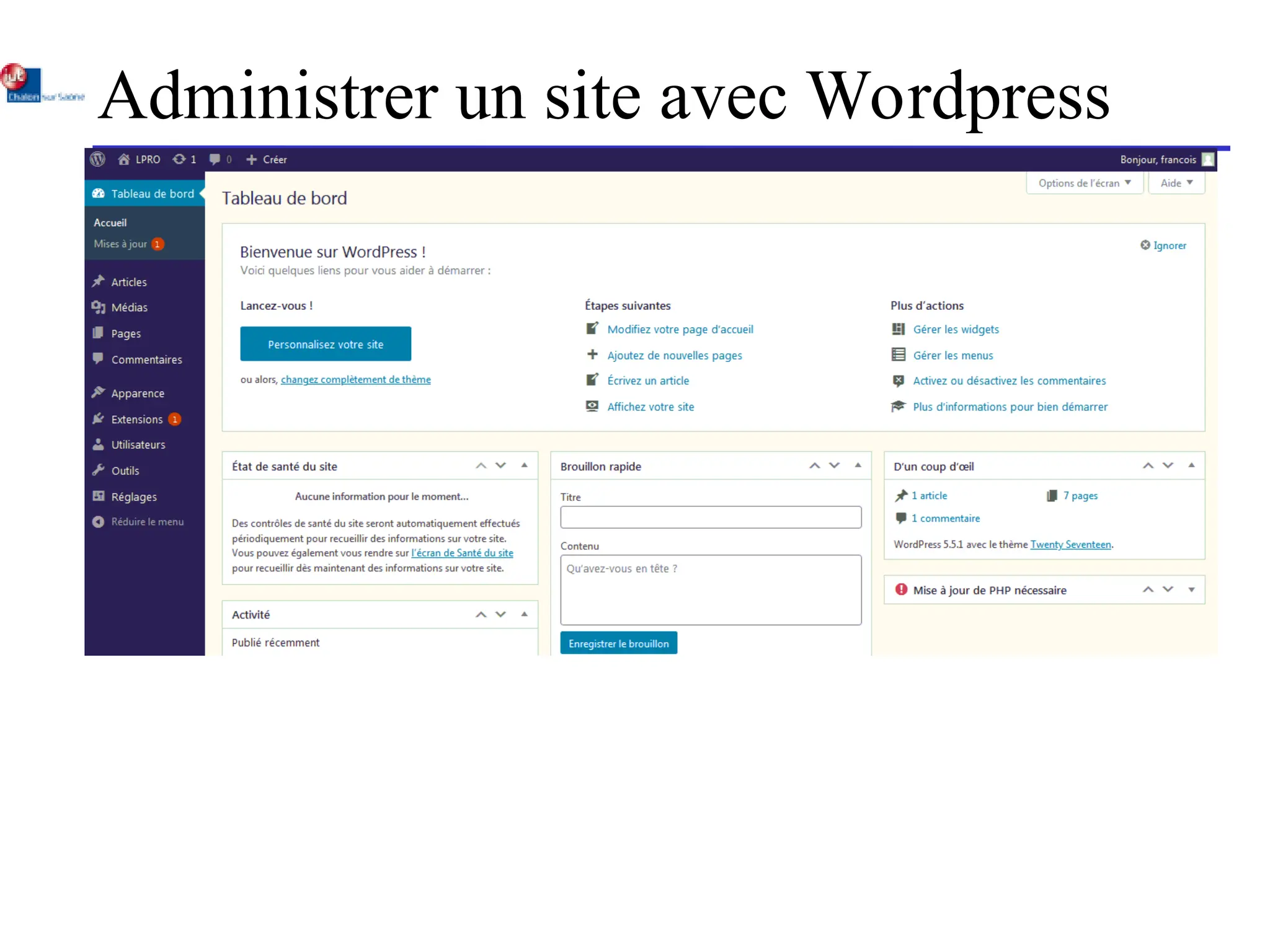 Administrer un site avec Wordpress
 