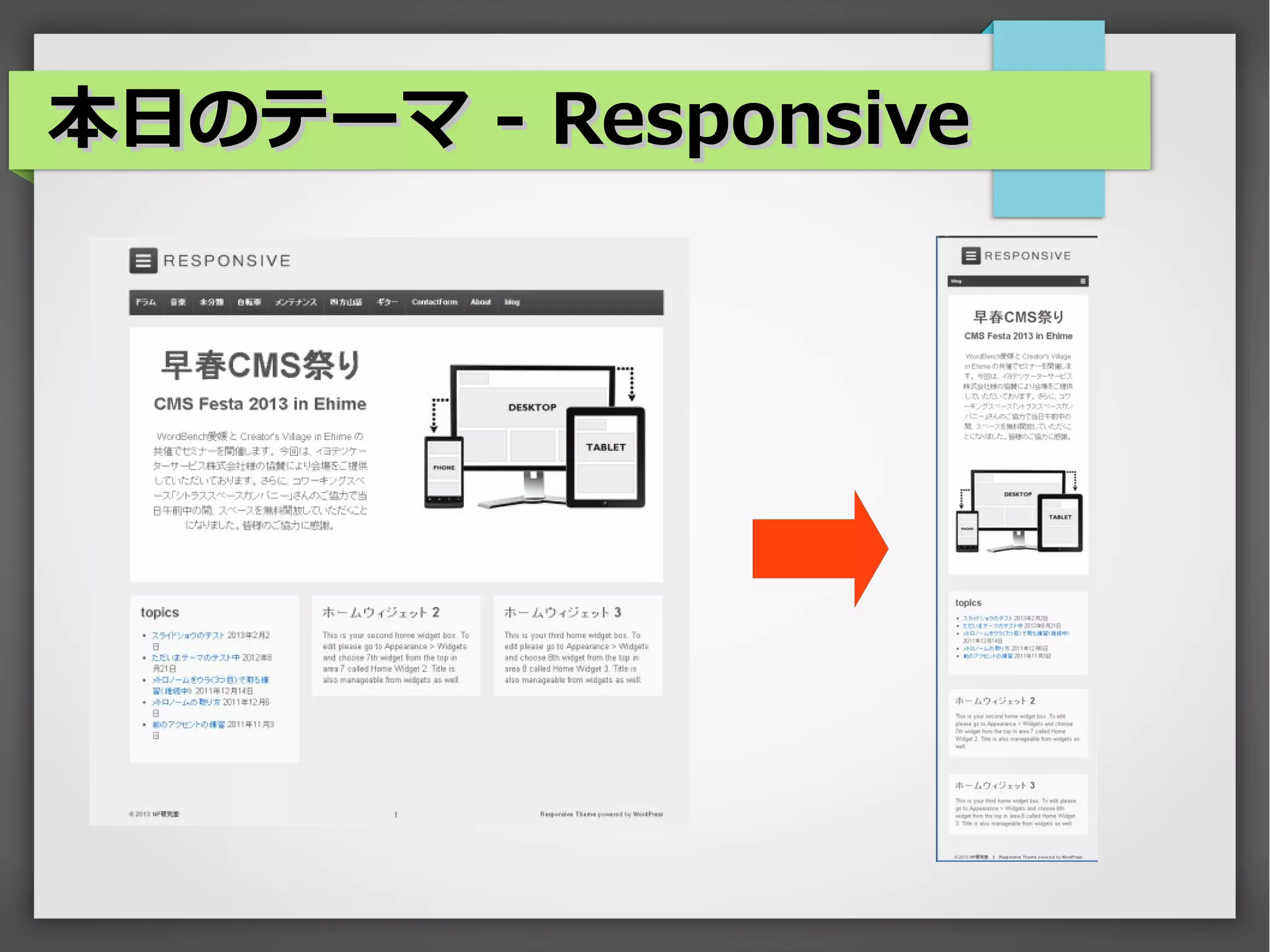 本日のテーマ - Responsive
 