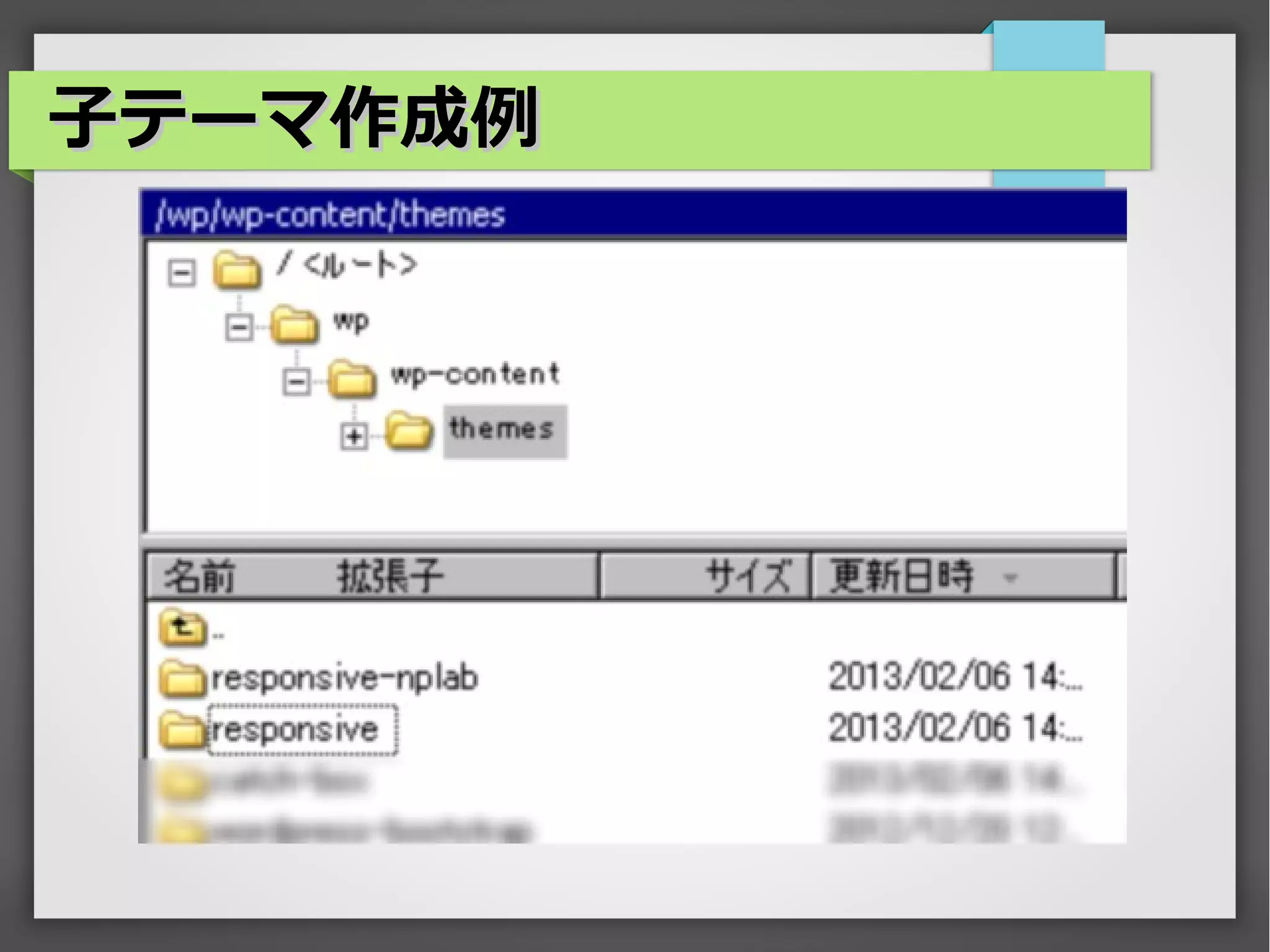 子テーマ作成例
 