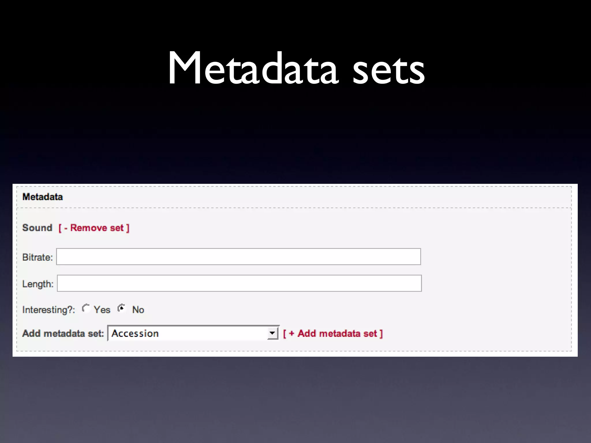 Metadata sets 