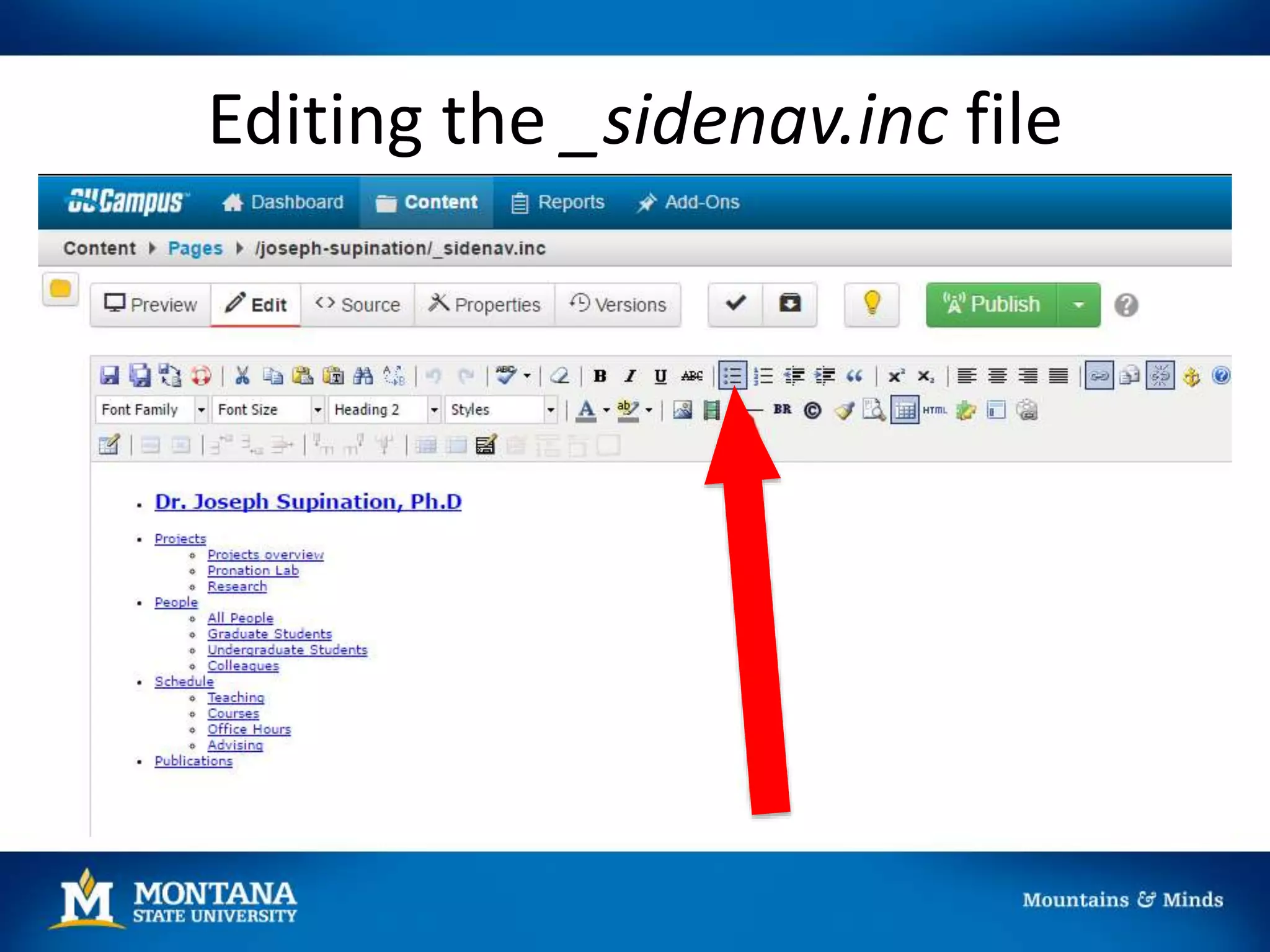 Editing the _sidenav.inc file
 