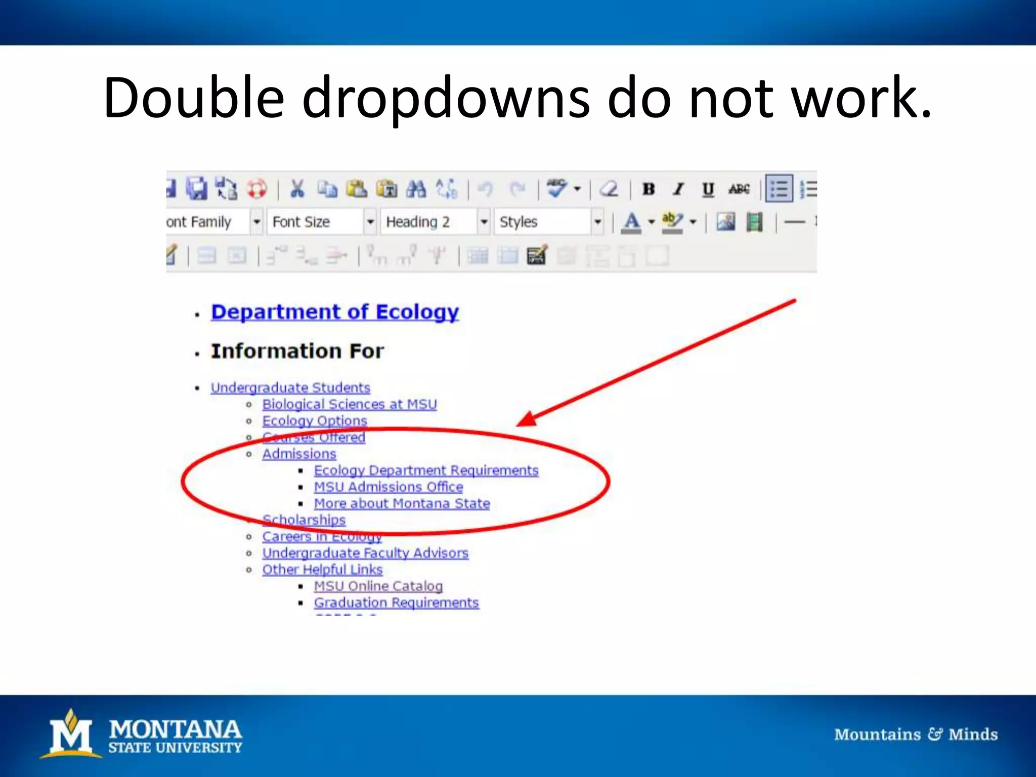 Double dropdowns do not work.
 