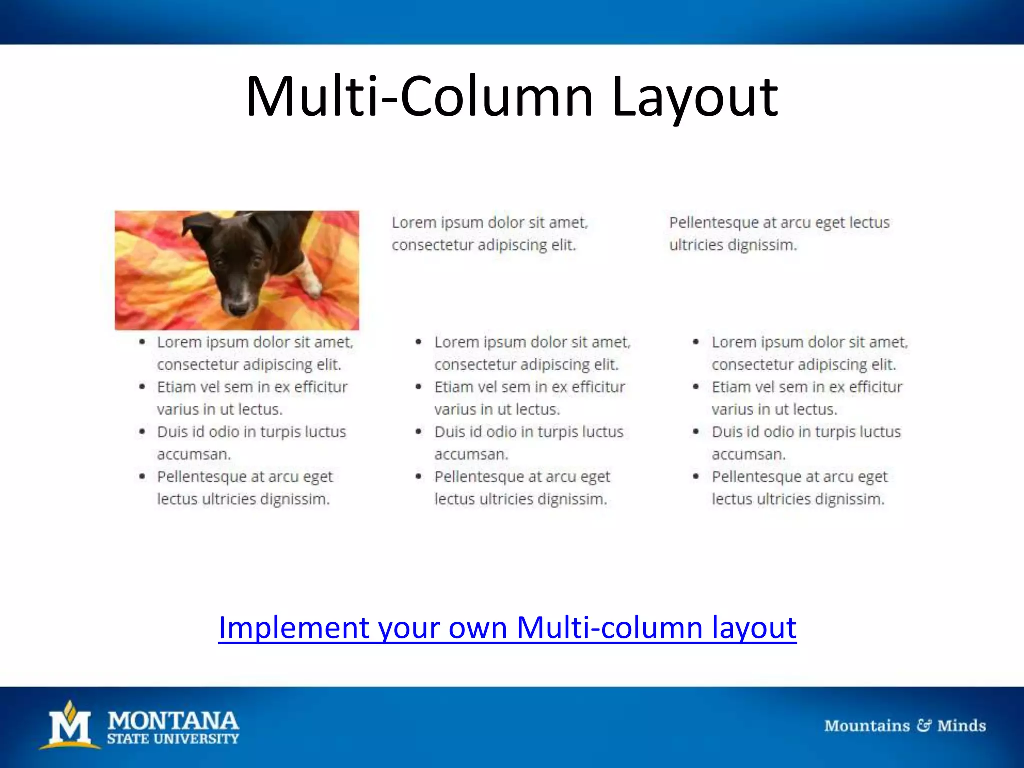 Multi-Column Layout
Implement your own Multi-column layout
 