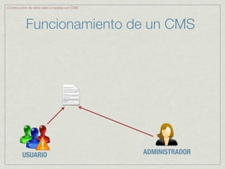 Construcción de sitios web a medida con CMS




           Funcionamiento de un CMS




         USUARIO                              ADMINISTRADOR
 