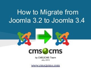 How to Migrate from
Joomla 3.2 to Joomla 3.4
by CMS2CMS Team
July, 2015
www.cms2cms.com
 