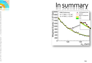 July 4th 2012 The Status of the Higgs Search   J. Incandela for the CMS COLLABORATION




103
                                                                                        In	
  summary	
  
 