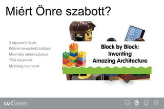 Miért Önre szabott?
3 egyszerű lépés
Fillérre tervezhető büdzsé
Minimális adminisztráció
7/24 készenlét
Minőségi bannerek
 