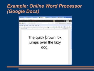 Example: Online Word Processor
(Google Docs)
 