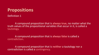CMSC 56 | Lecture 2: Propositional Equivalences | PPTX