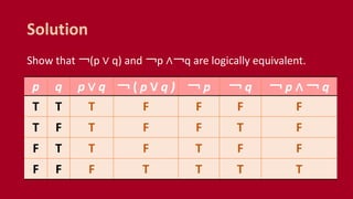 CMSC 56 | Lecture 2: Propositional Equivalences | PPTX