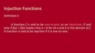 Injuction Function CMSC 56 | Lecture 9: Functions Representations | PPTX