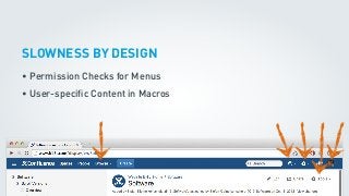 SLOWNESS BY DESIGN
• Permission Checks for Menus
• User-speciﬁc Content in Macros
 