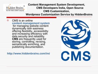 Content Management System Development, CMS Development Company, CMS Customization – HiddenBrains