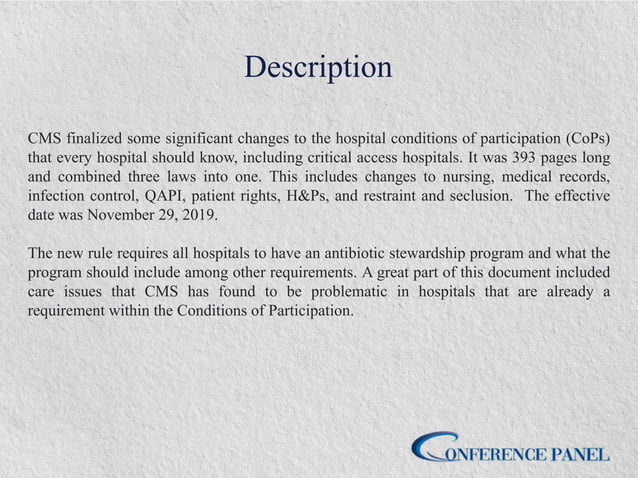 CMS Hospital Improvement FINAL Rules on Nursing, Medical Records ...