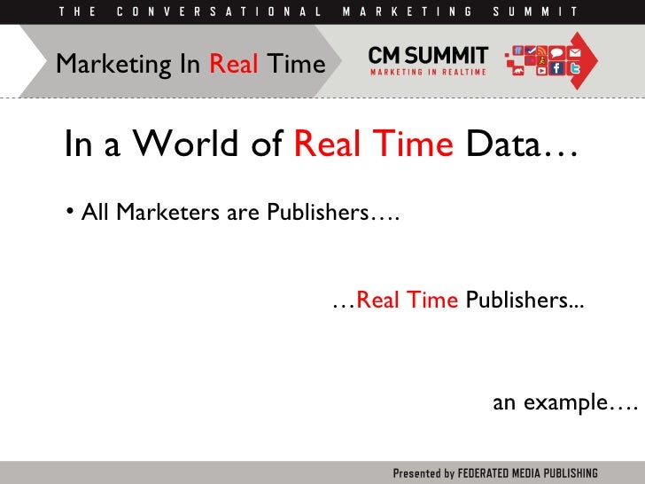 In a World of  Real Time  Data… <ul><li>All Marketers are Publishers….  </li></ul>Marketing In  Real  Time … Real Time  Pu...