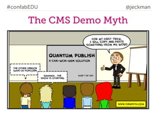 #confabEDU

@jeckman

The CMS Demo Myth

 