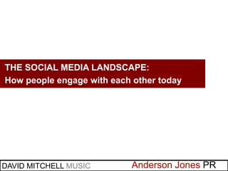 Anderson Jones PR
WHAT WE’VE LEARNEDTHE SOCIAL MEDIA LANDSCAPE:
How people engage with each other today
DAVID MITCHELL MUS...