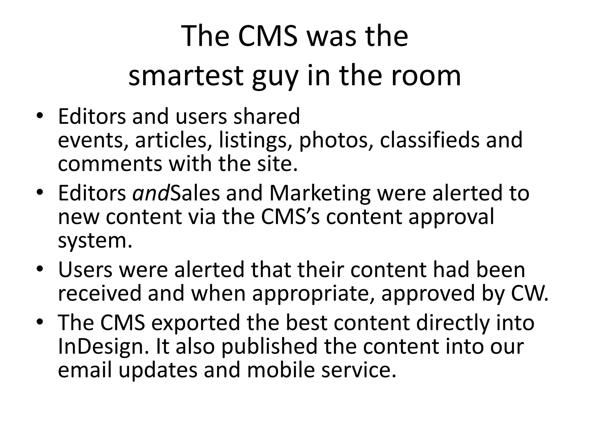 CMS presentation for magazines