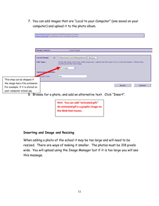 Any postings (links to other web pages) that you add will appear in between the two editing areas.