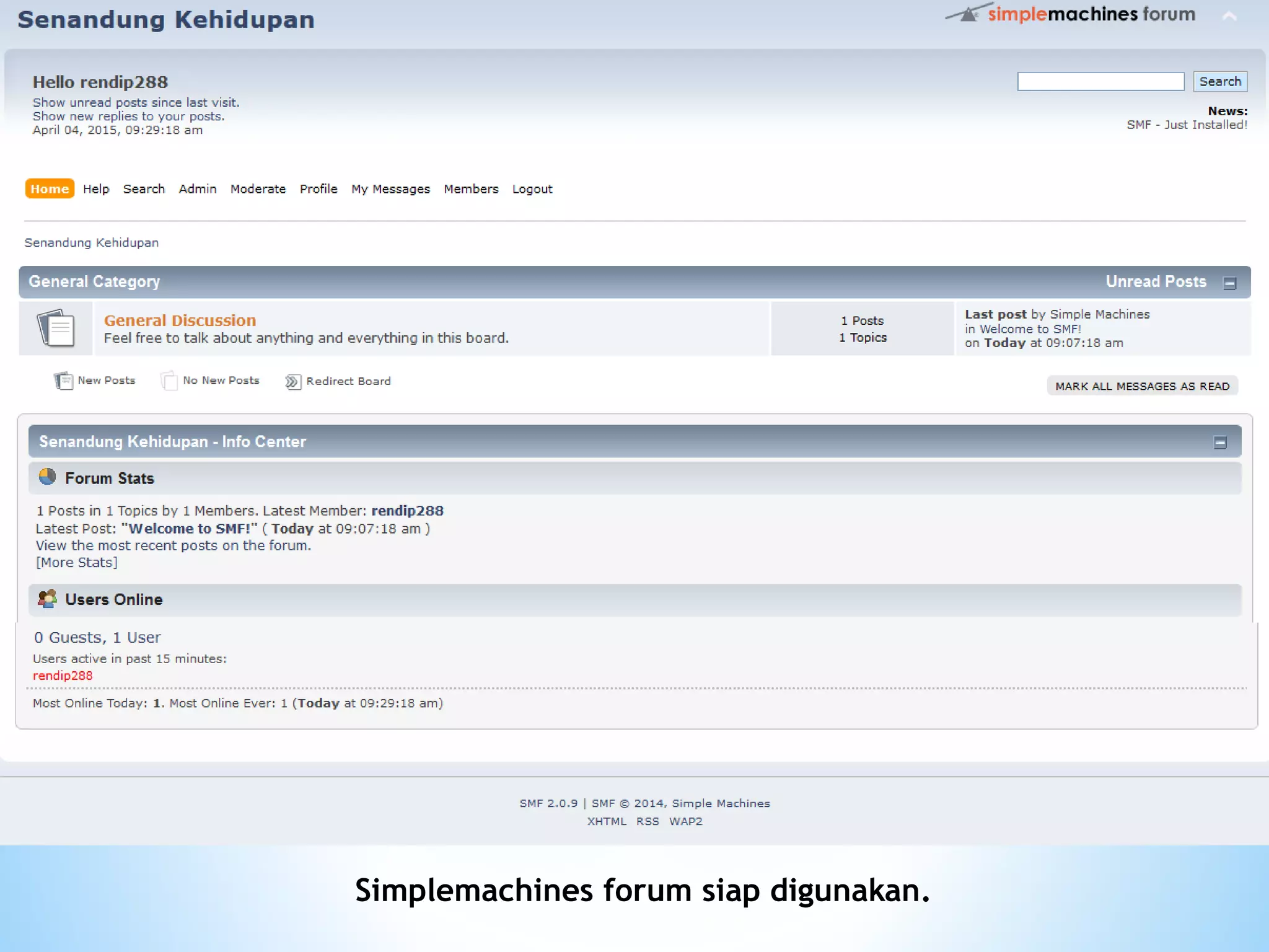 Simplemachines forum siap digunakan.
 