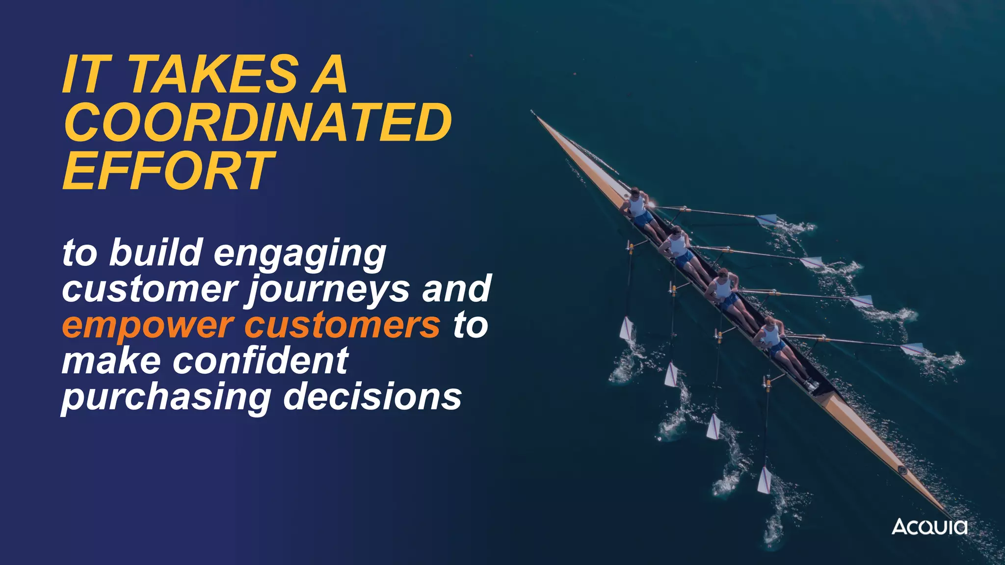 IT TAKES A
COORDINATED
EFFORT
to build engaging
customer journeys and
empower customers to
make confident
purchasing decisions
 