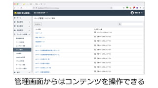 管理画⾯からはコンテンツを操作できる
 