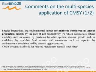 Comments on the multi-species
application of CMSY (1/2)
Species interactions and environmental impact are implicitly consi...