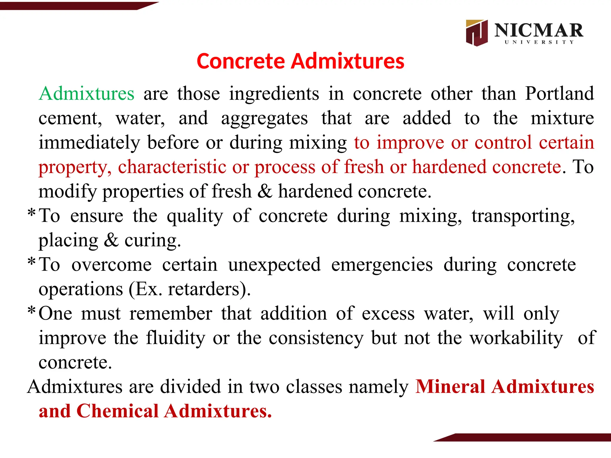Concrete Admixtures in civil engineering | PPT