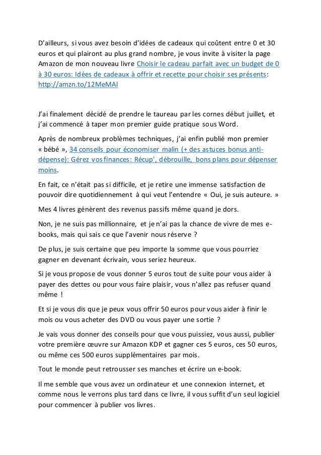 Extrait De Comment Ecrire Un Ebook Pour Kindle Avec Un Budget De 0 E