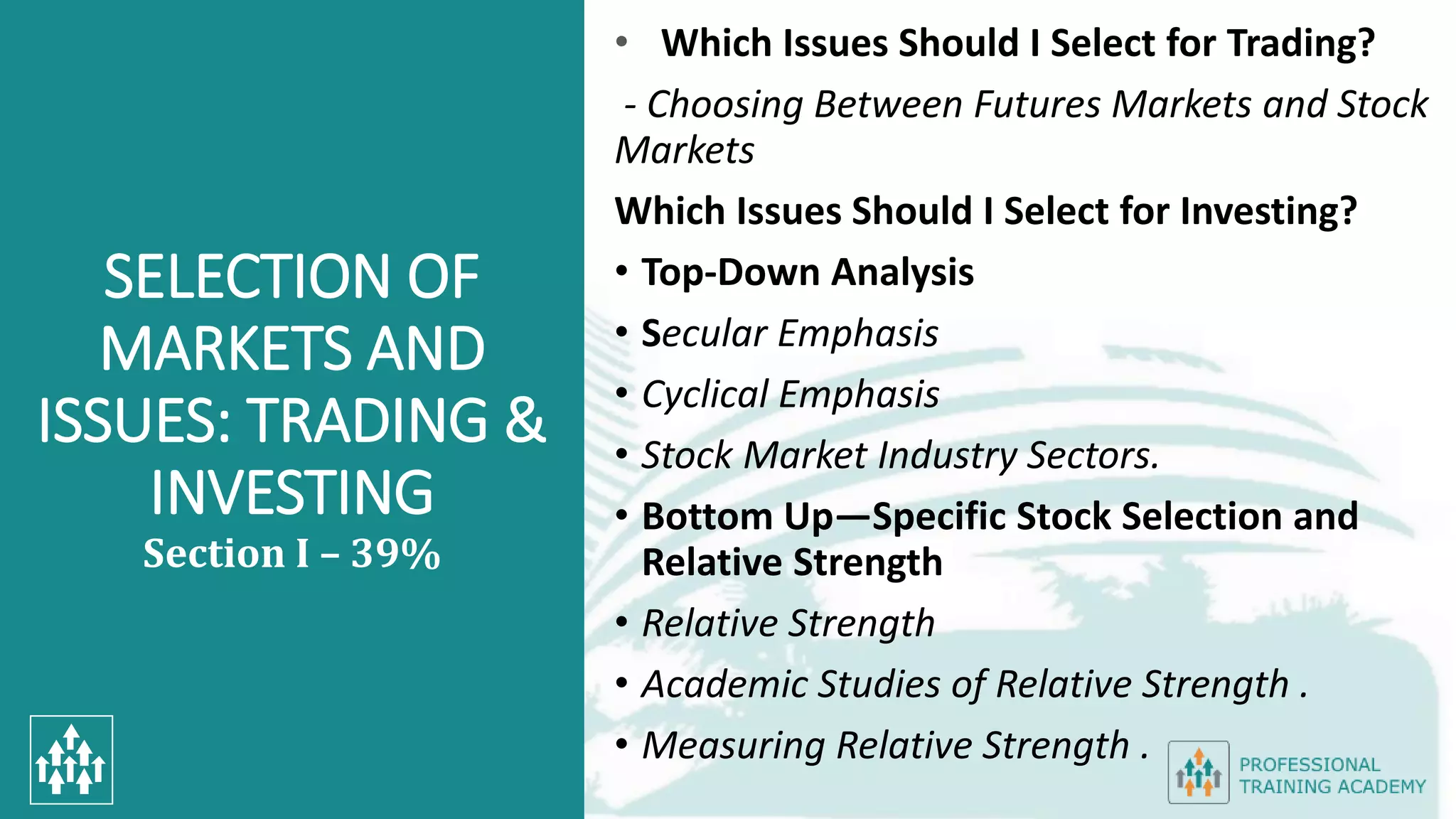 Selection of Markets & Issues