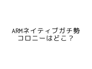 ARMネイティブガチ勢
コロニーはどこ？
 