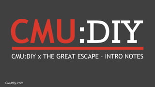 CMUdiy.com
CMU:DIYCMU:DIY x THE GREAT ESCAPE 2016
 