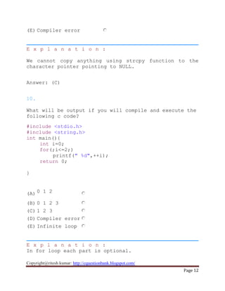 C multiple choice questions and answers pdf | PDF