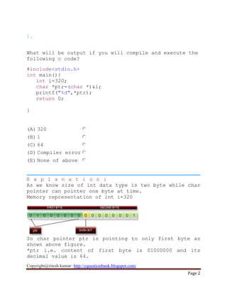C multiple choice questions and answers pdf | PDF