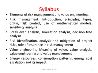 Value Engineering Risk Risk Management and Value Engineering _ Unit 4 _ Construction ...