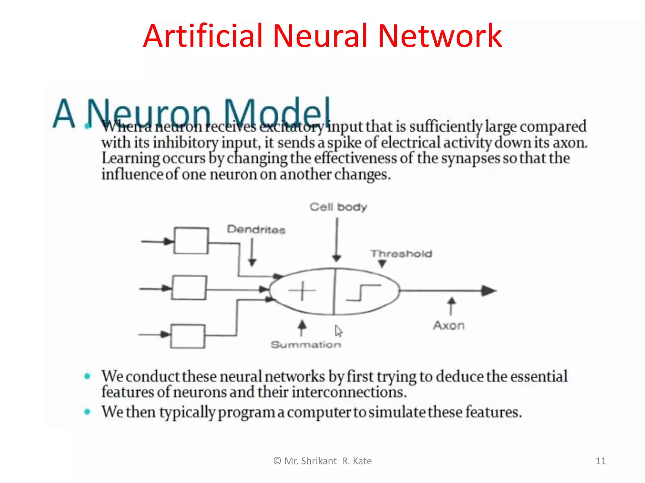Artificial Neural Network
© Mr. Shrikant R. Kate 11
 