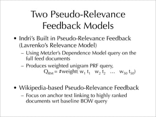 CMU TREC 2007 Blog Track