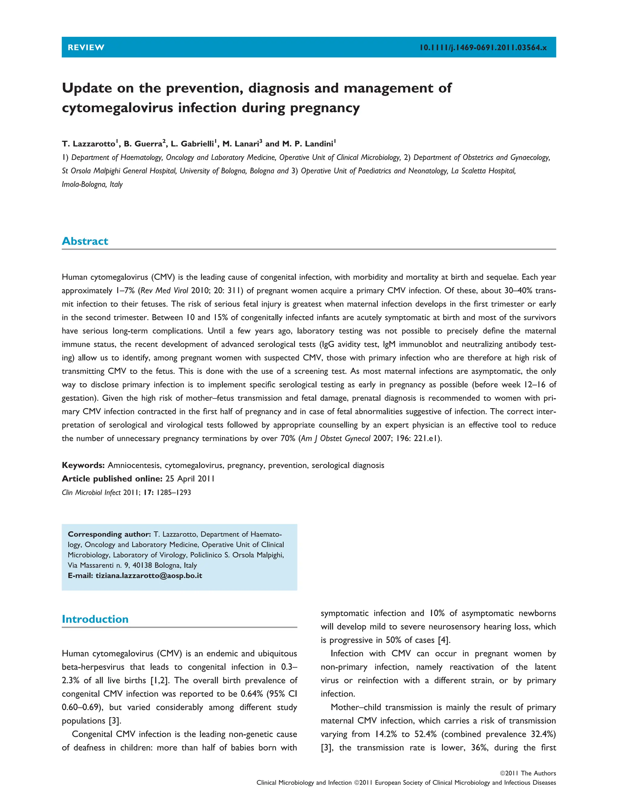 Update on the prevention, diagnosis and management of cytomegalovirus ...