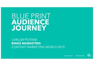 BLUE PRINT
AUDIENCE
JOURNEY
CARLIJN POSTMA
BINGE MARKETING
CONTENT MARKETING WORLD 2019
@carlijnpostma #bingemarketing
 