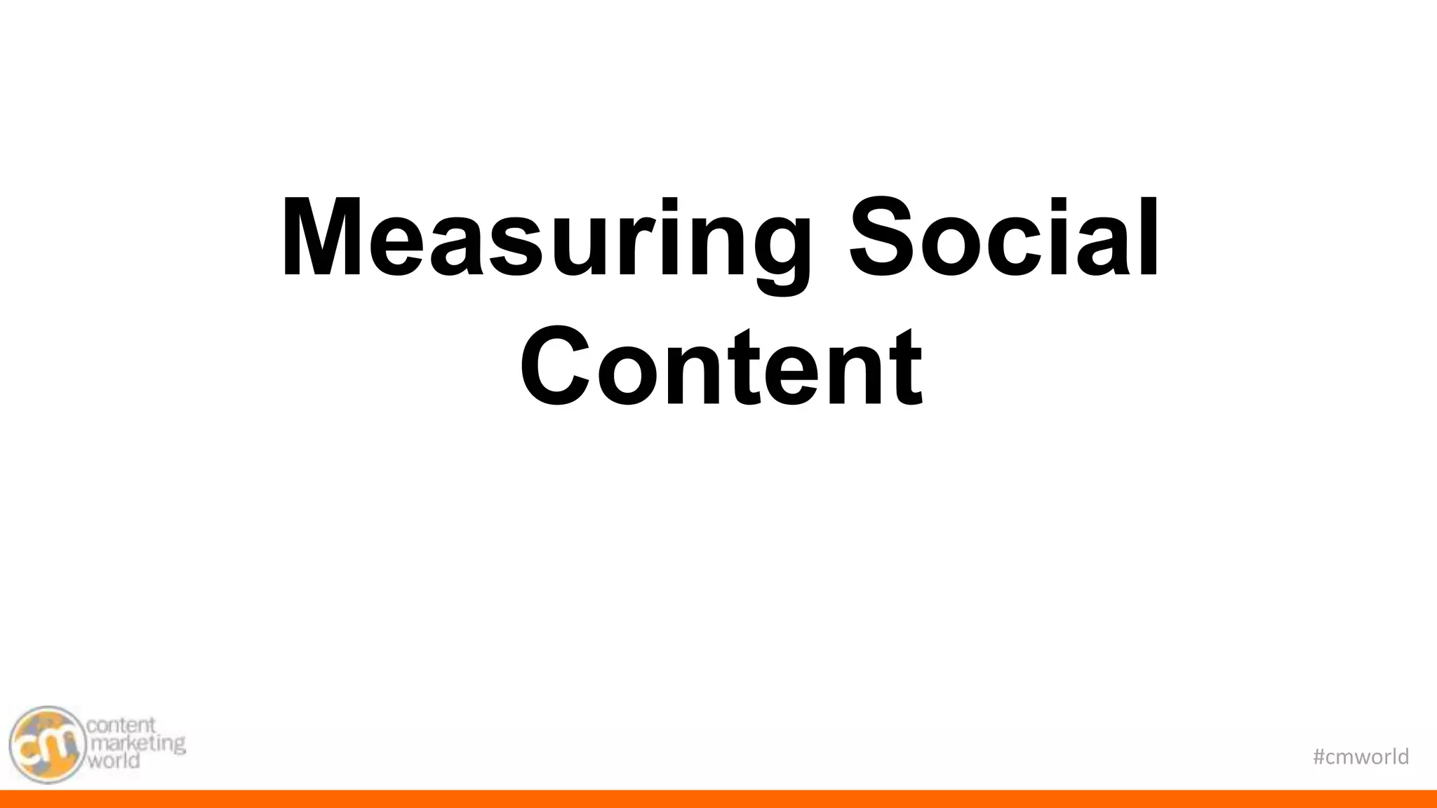 #cmworld
Measuring Social
Content
 