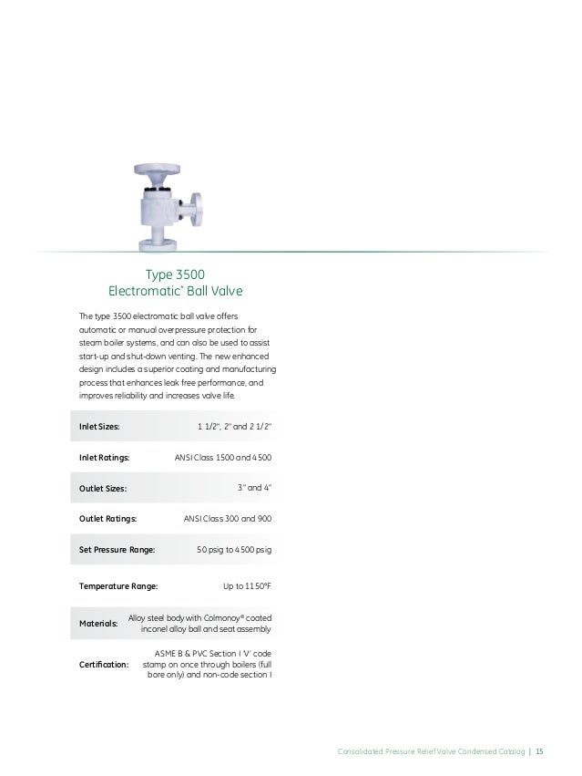 GE Consolidated Pressure Relief and Safety Valves
