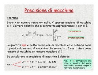Calcolo Numerico - 2 - Numeri Di Macchina