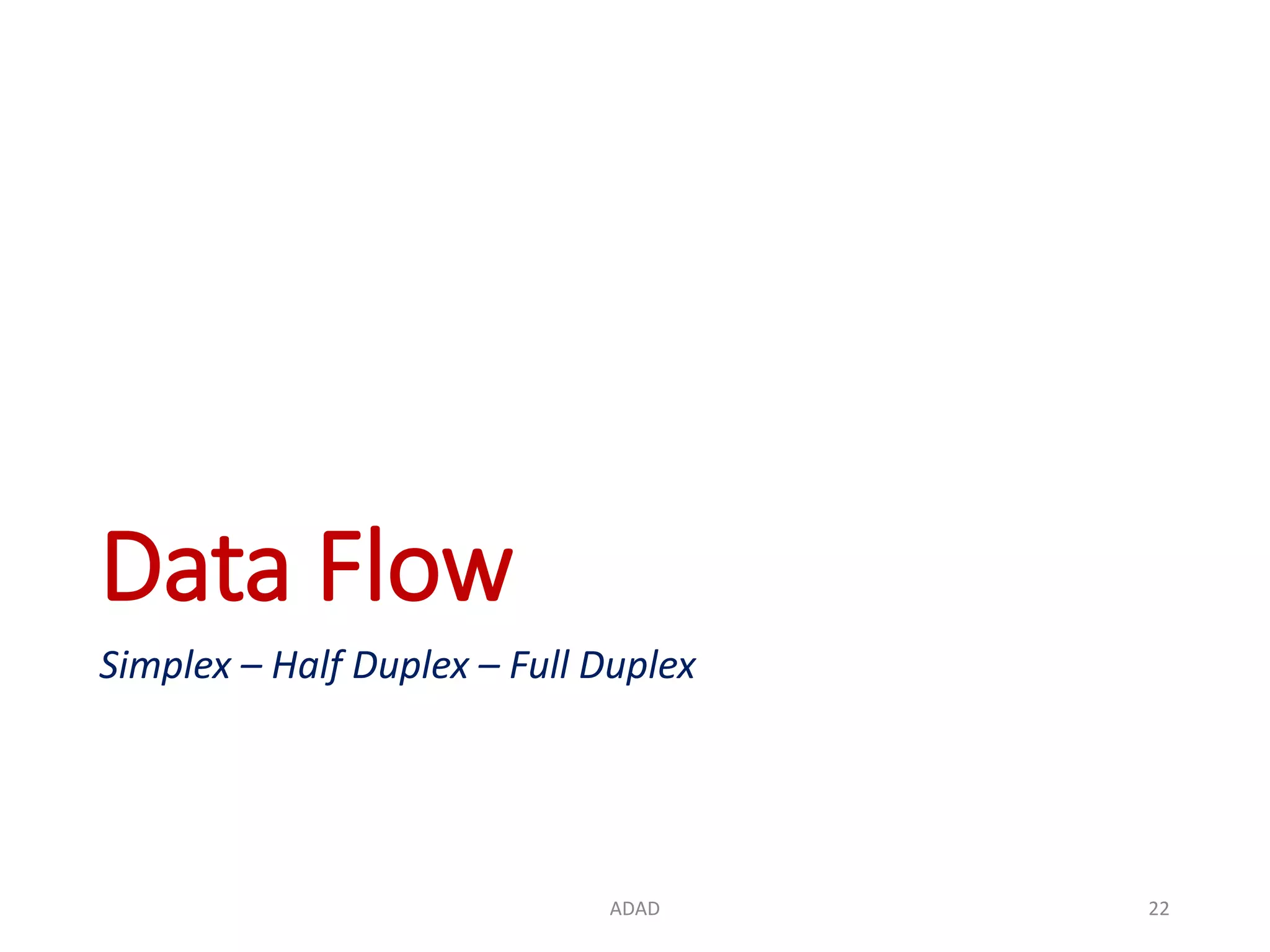 Data Flow Simplex – Half Duplex – Full Duplex ADAD 22 
