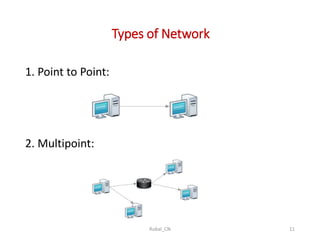 Types of Network
1. Point to Point:
2. Multipoint:
Rubal_CN 11
 