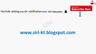 www.siri-kt.blogspot.com
YouTube setting On notification Siri’s Education
 