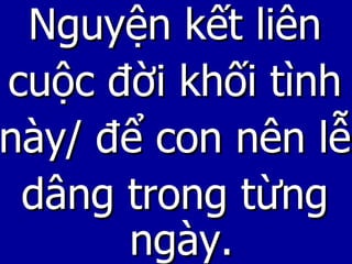 Nguyện kết liên cuộc đời khối tình này/ để con nên lễ dâng trong từng ngày. 