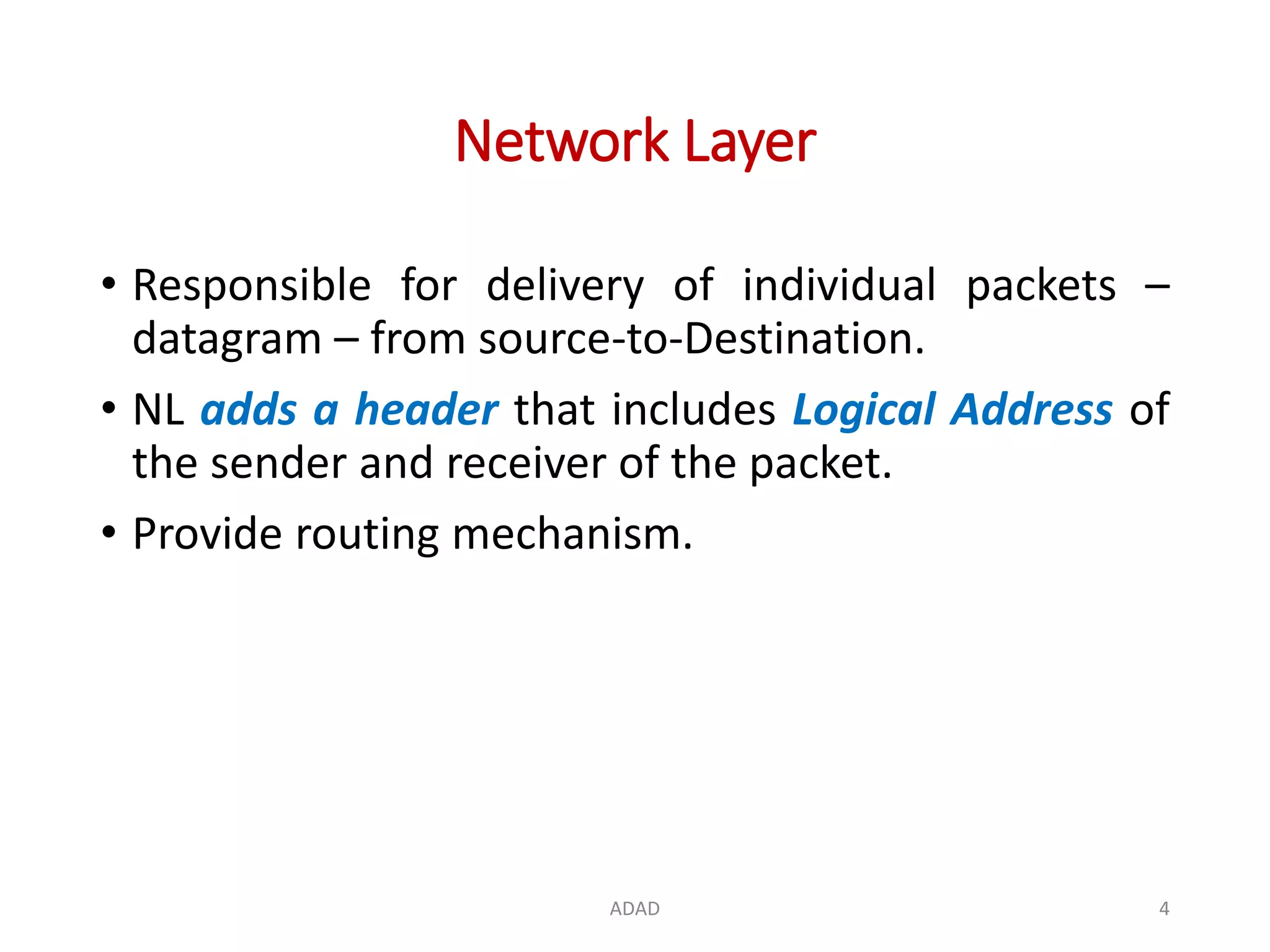 Basics of Network Layer and Transport Layer | PPT