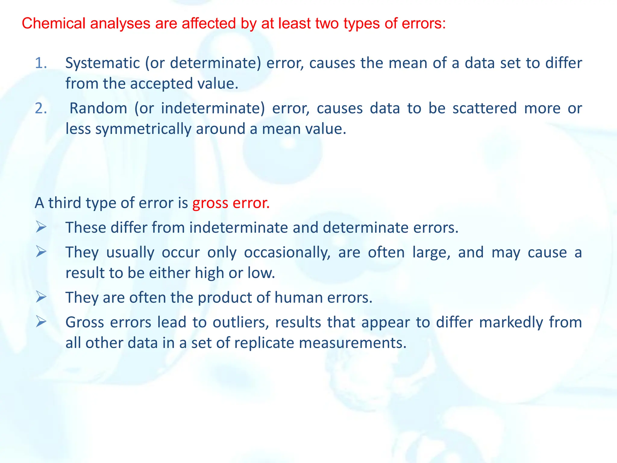Errors, types of errors found in analytical chemistry | PDF