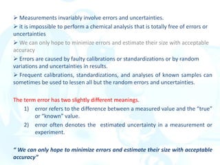 Errors, types of errors found in analytical chemistry | PDF | Chemistry ...