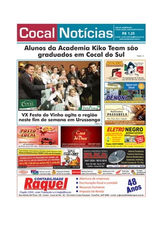ANOXII-NÚMERO503
COCALD0SUL,8DEAGOSTODE2014
R$ 1,25
e-mail: cocal.noticias@terra.com.br
www.portalcocal.com.br
Página 12
V...